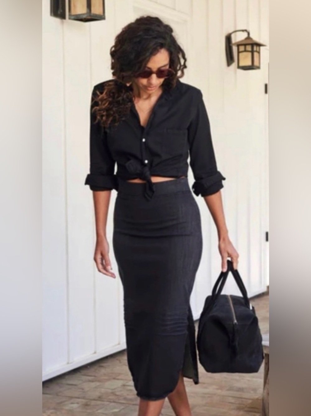 Frank & Eileen Donegal Black Wash Unforgettable High Waist Midi Skirt Size 0